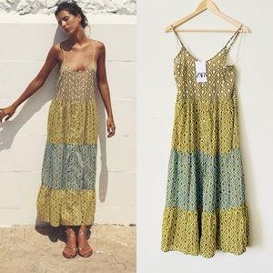 NWT ZARA XS Patchwork Midi Sleeveless Dress